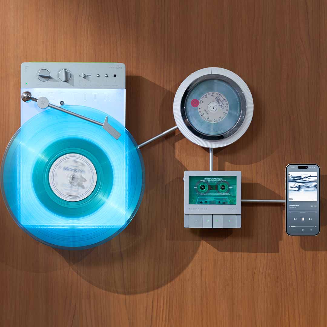 Wall-Mounted Vinyl, CD & Cassette System